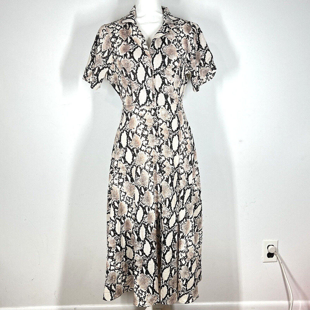 Lulus Lets Snake Grey Snake Print Collared Button… - image 1